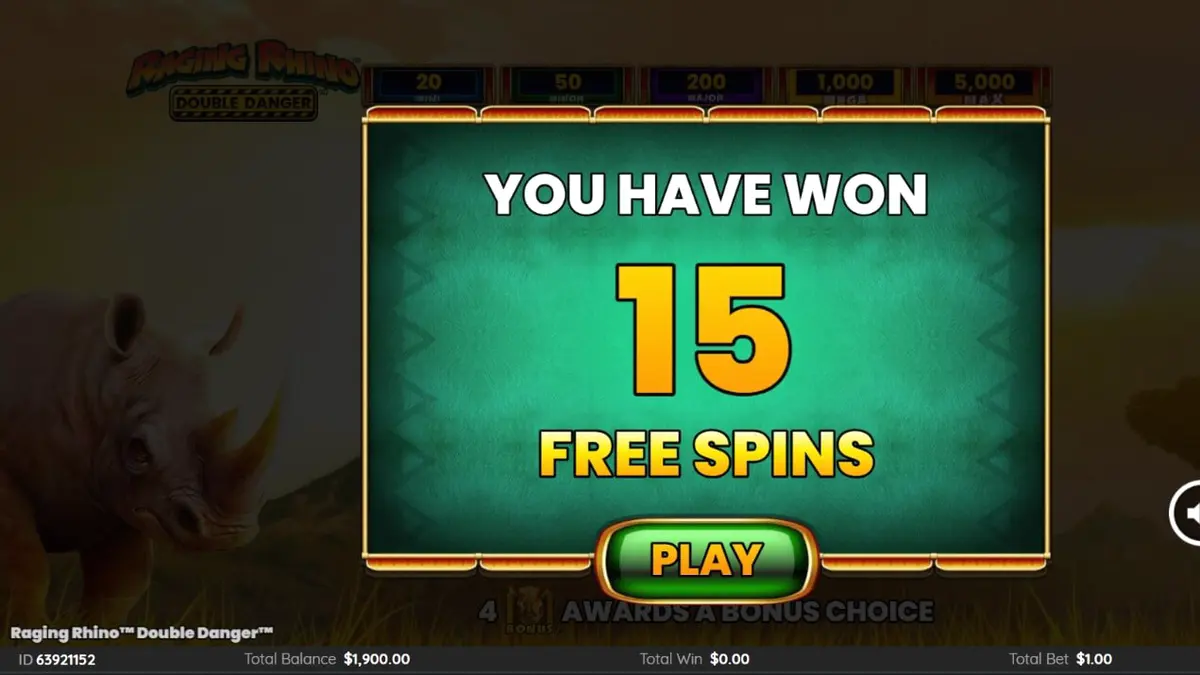 Pemandangan sabana Afrika dalam slot Raging Rhino Double Danger