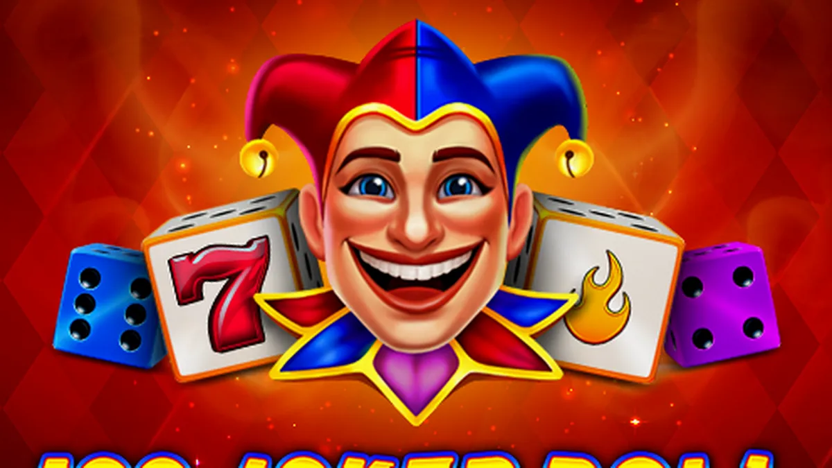 Tampilan antarmuka permainan slot 100 Joker Roll dengan grafis yang cerah dan simbol joker.